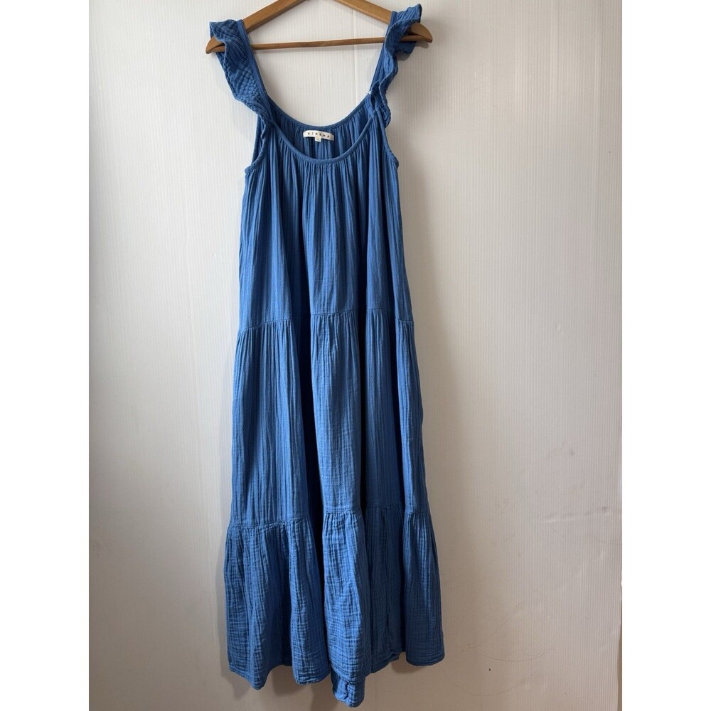 XiRENA Rumer Cotton Gauze Flutter Sleeve Midi Dress Blue Size L Women’s